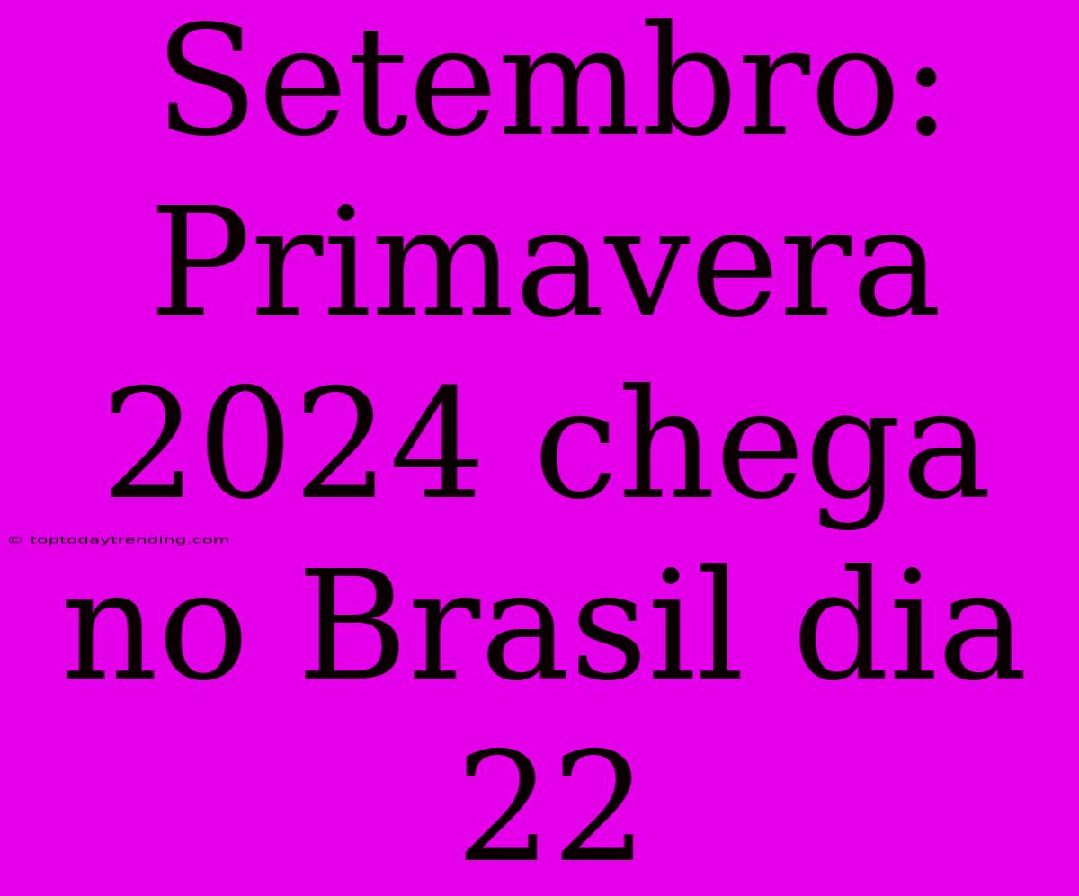 Setembro: Primavera 2024 Chega No Brasil Dia 22