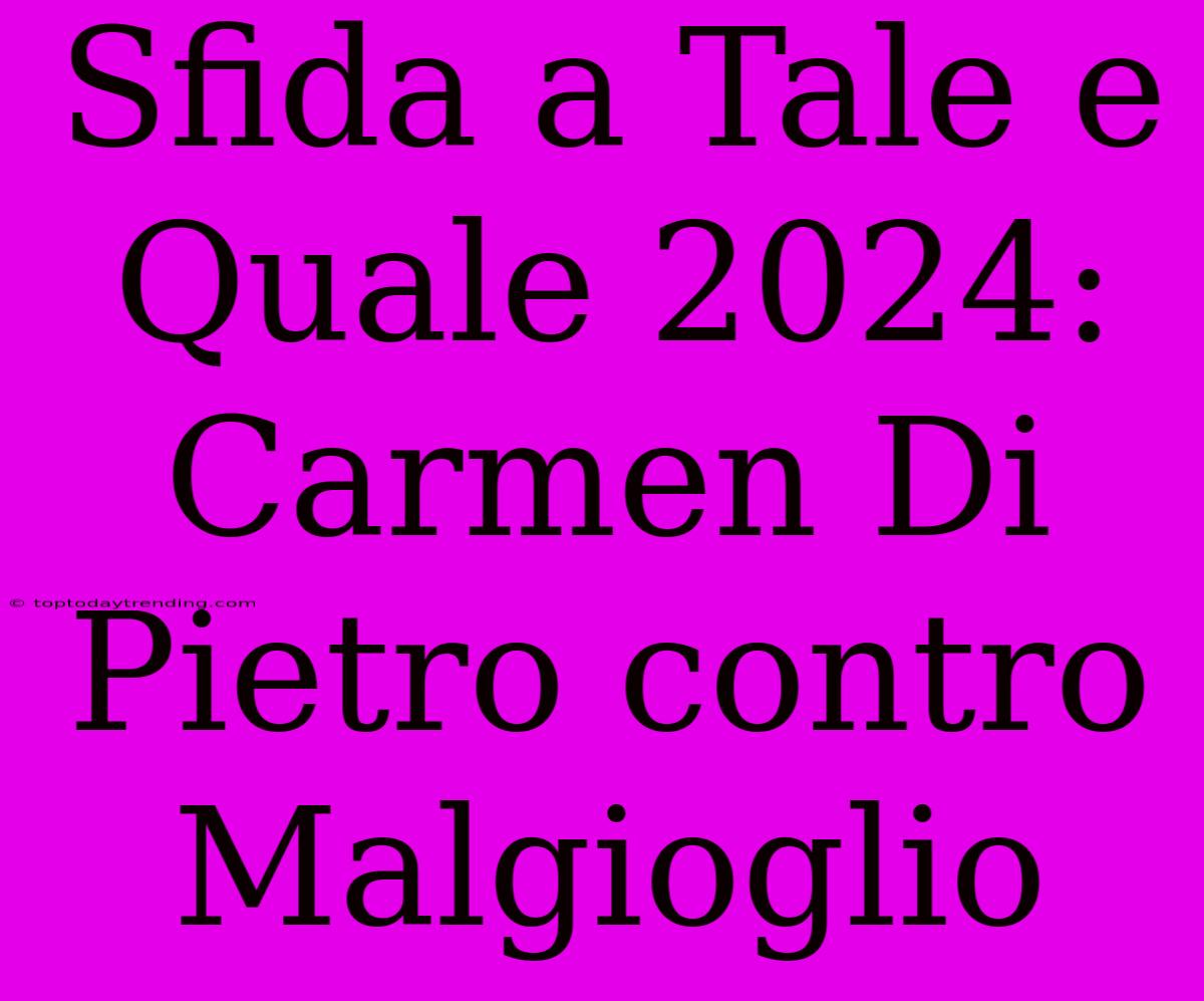 Sfida A Tale E Quale 2024: Carmen Di Pietro Contro Malgioglio