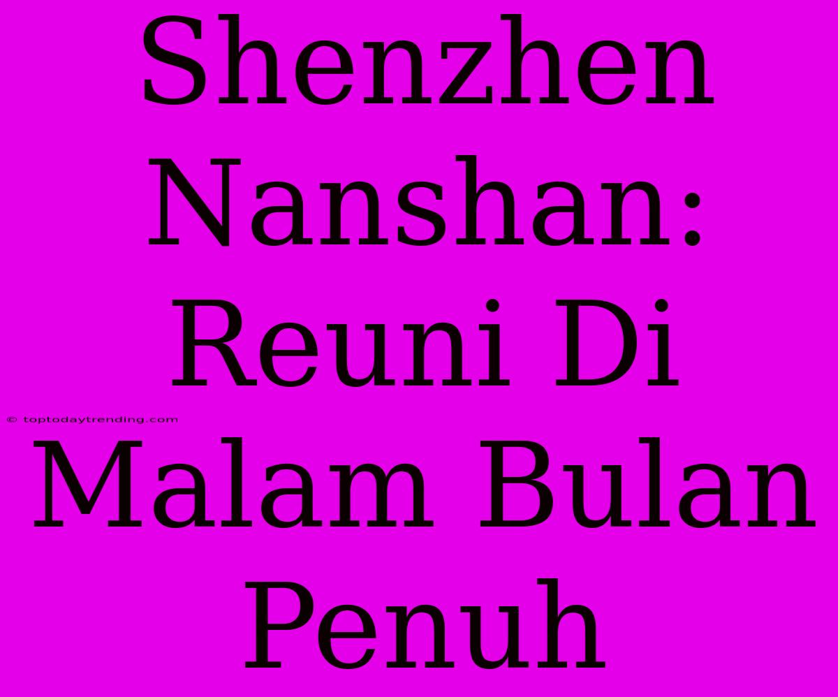 Shenzhen Nanshan: Reuni Di Malam Bulan Penuh