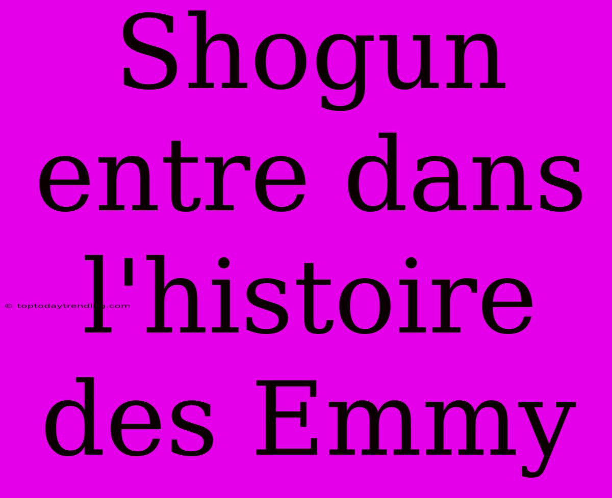 Shogun Entre Dans L'histoire Des Emmy