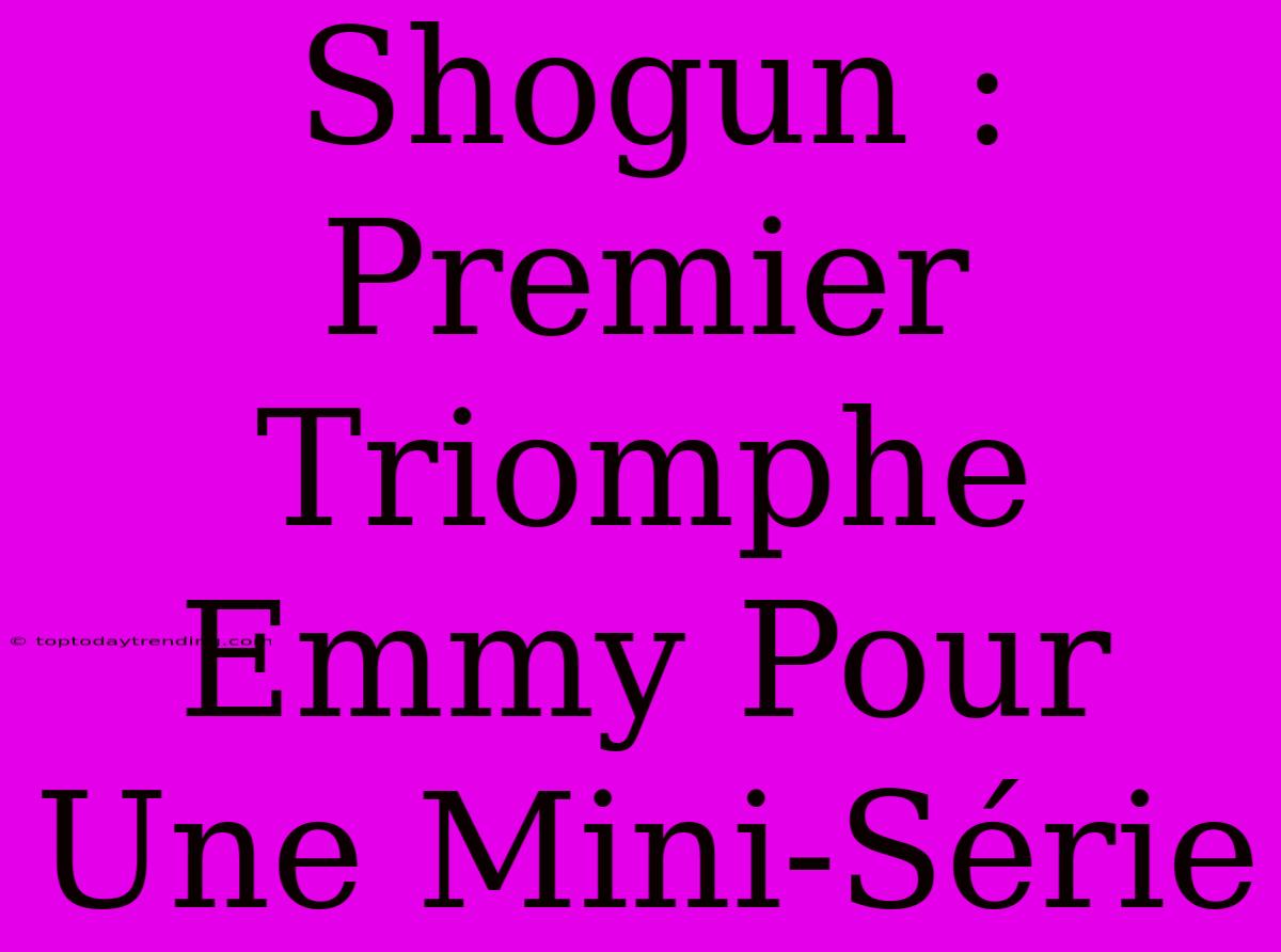 Shogun : Premier Triomphe Emmy Pour Une Mini-Série