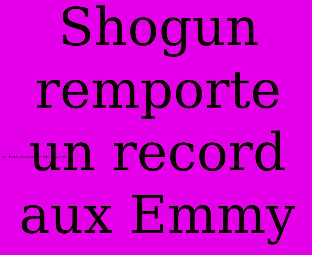 Shogun Remporte Un Record Aux Emmy