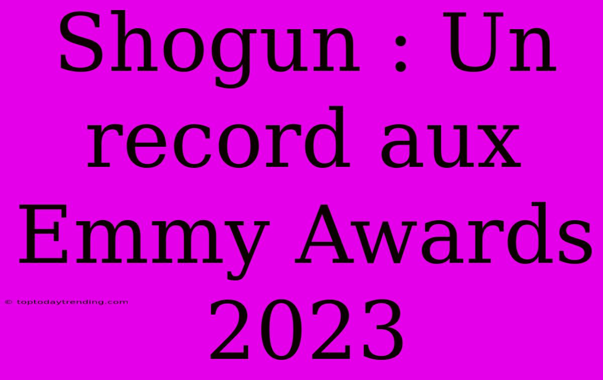 Shogun : Un Record Aux Emmy Awards 2023