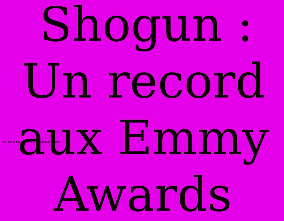 Shogun : Un Record Aux Emmy Awards