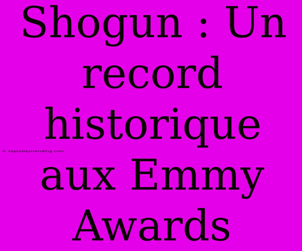 Shogun : Un Record Historique Aux Emmy Awards