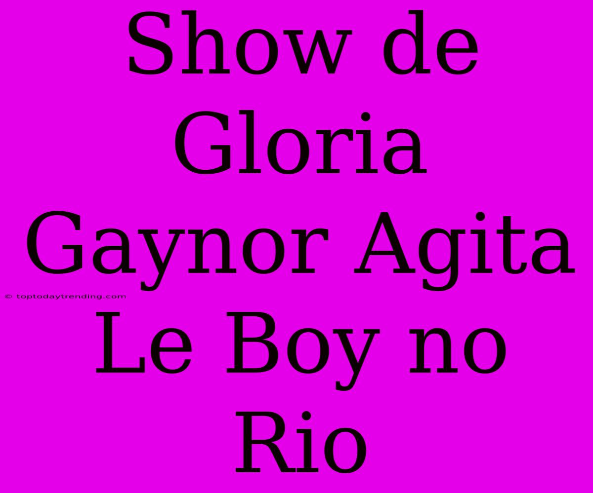 Show De Gloria Gaynor Agita Le Boy No Rio