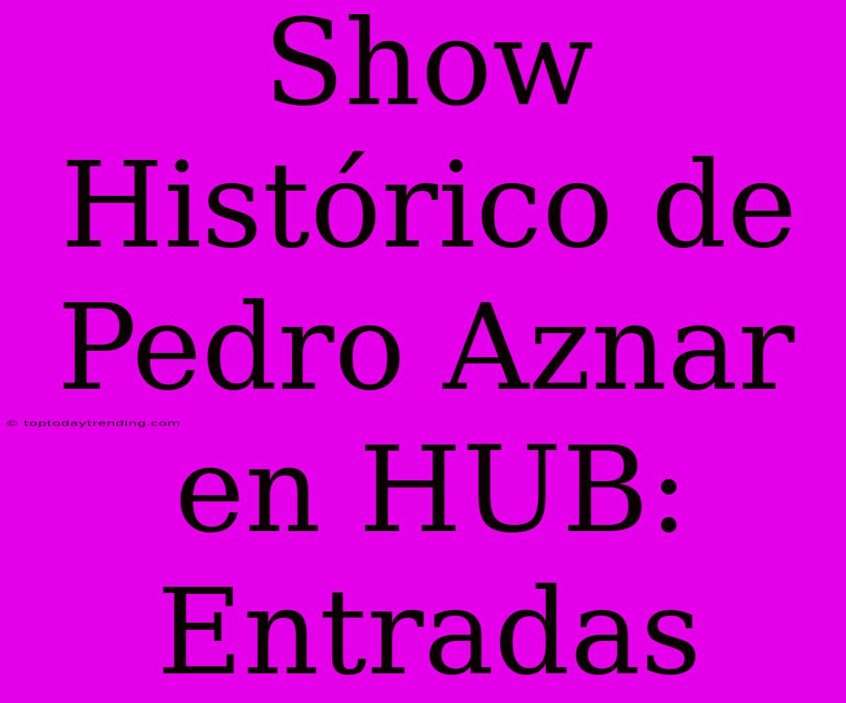 Show Histórico De Pedro Aznar En HUB: Entradas