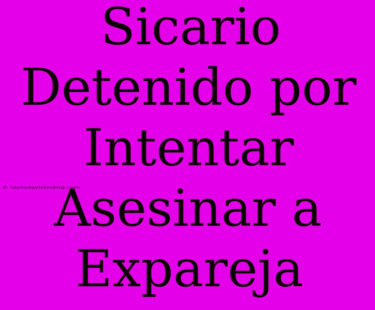 Sicario Detenido Por Intentar Asesinar A Expareja