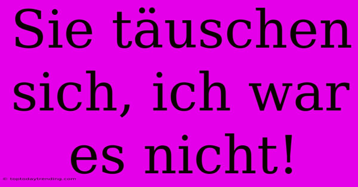 Sie Täuschen Sich, Ich War Es Nicht!