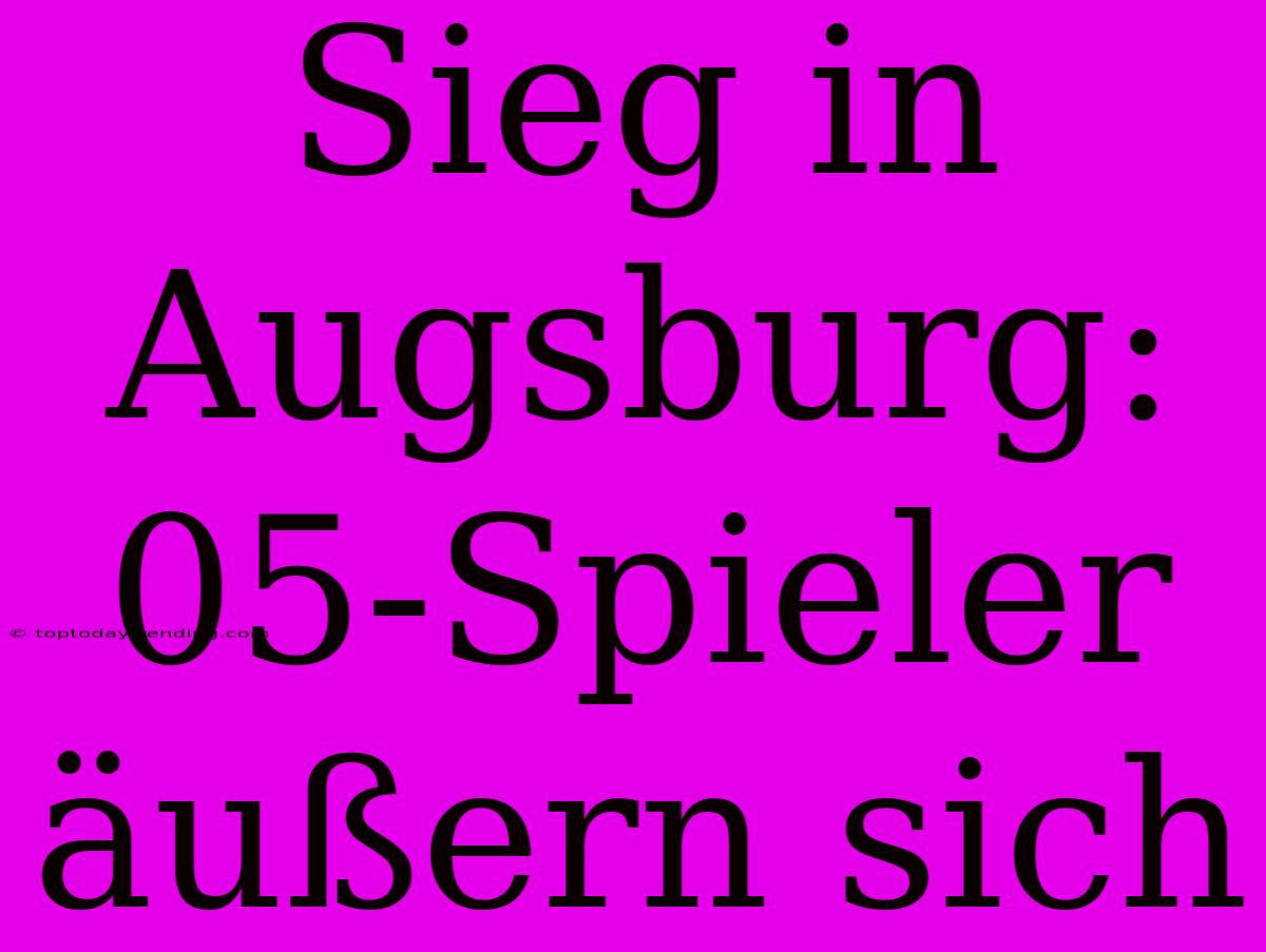 Sieg In Augsburg: 05-Spieler Äußern Sich