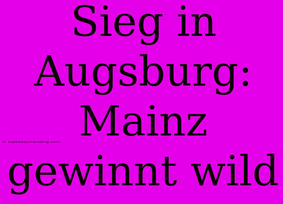 Sieg In Augsburg: Mainz Gewinnt Wild