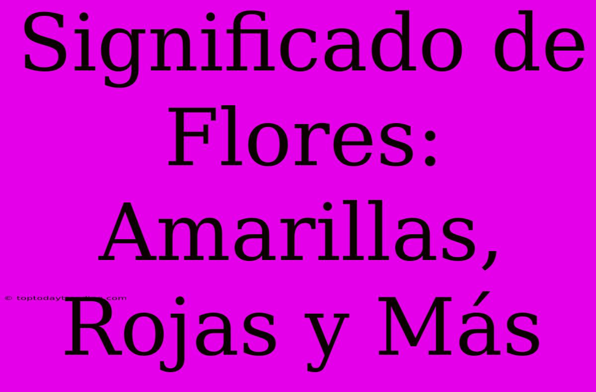 Significado De Flores: Amarillas, Rojas Y Más