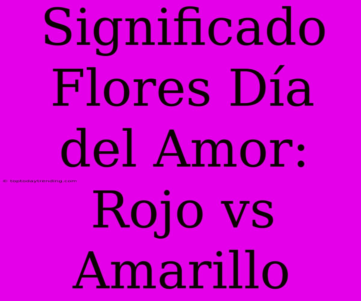 Significado Flores Día Del Amor: Rojo Vs Amarillo