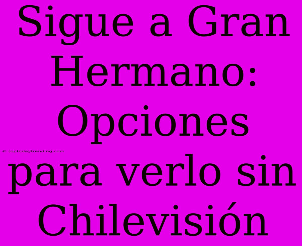 Sigue A Gran Hermano: Opciones Para Verlo Sin Chilevisión