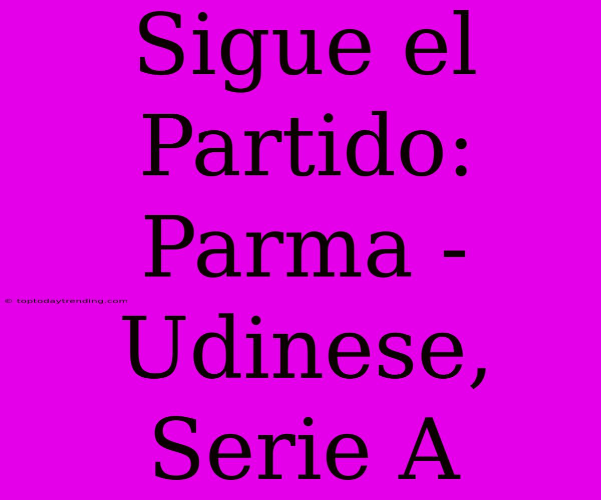 Sigue El Partido: Parma - Udinese, Serie A