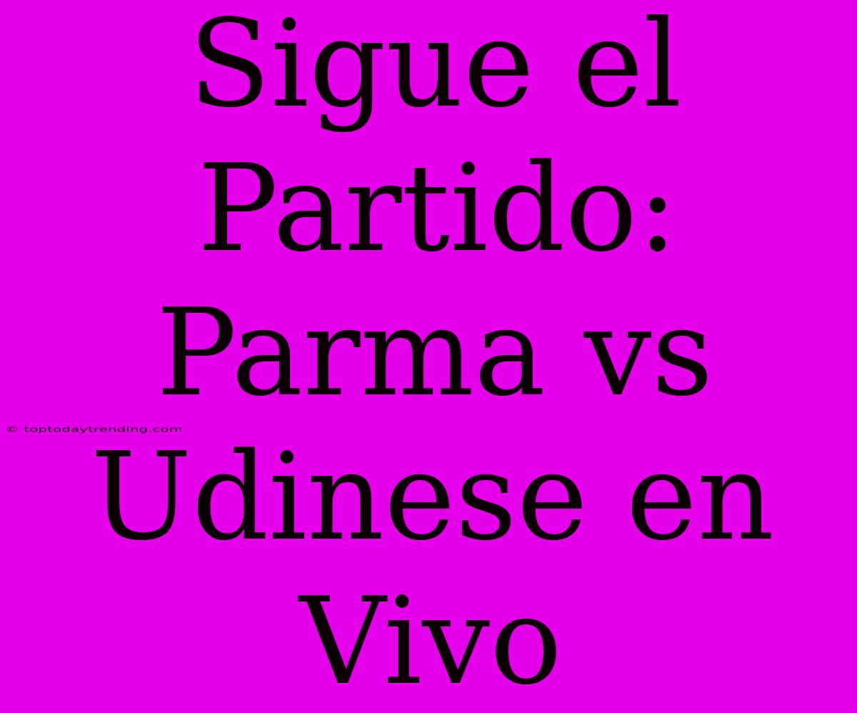 Sigue El Partido: Parma Vs Udinese En Vivo