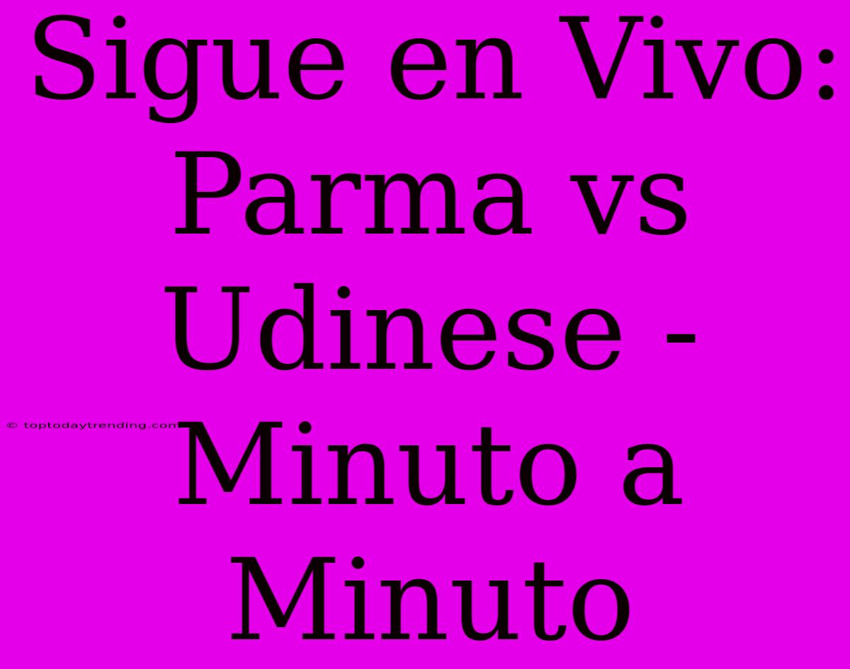 Sigue En Vivo: Parma Vs Udinese - Minuto A Minuto