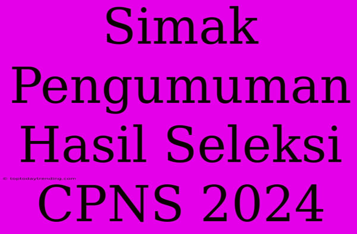 Simak Pengumuman Hasil Seleksi CPNS 2024