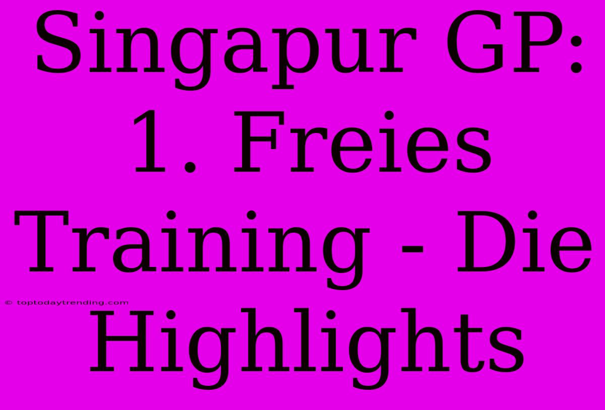 Singapur GP: 1. Freies Training - Die Highlights