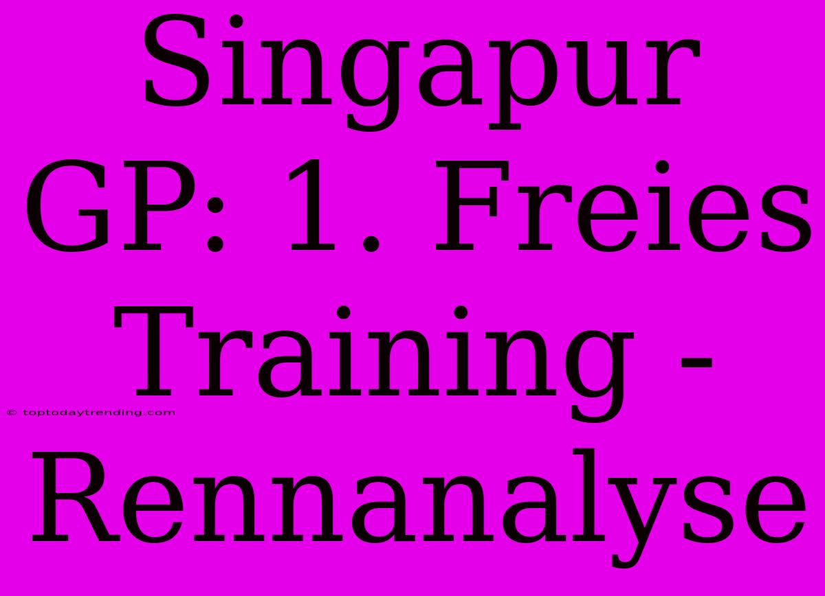 Singapur GP: 1. Freies Training - Rennanalyse