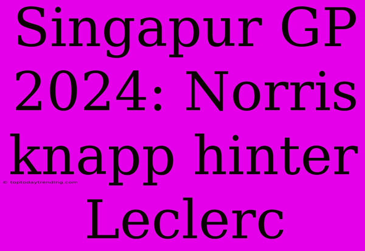 Singapur GP 2024: Norris Knapp Hinter Leclerc