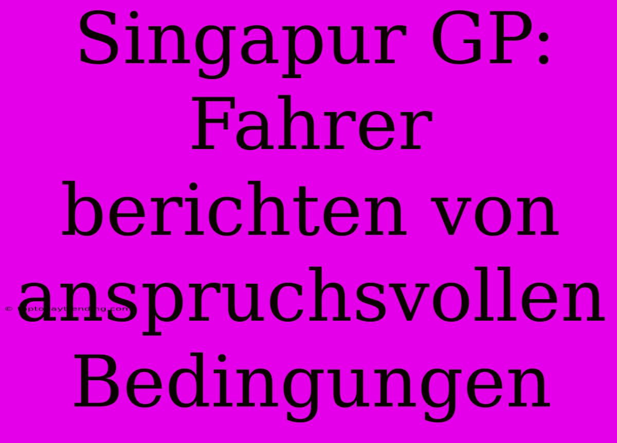 Singapur GP: Fahrer Berichten Von Anspruchsvollen Bedingungen