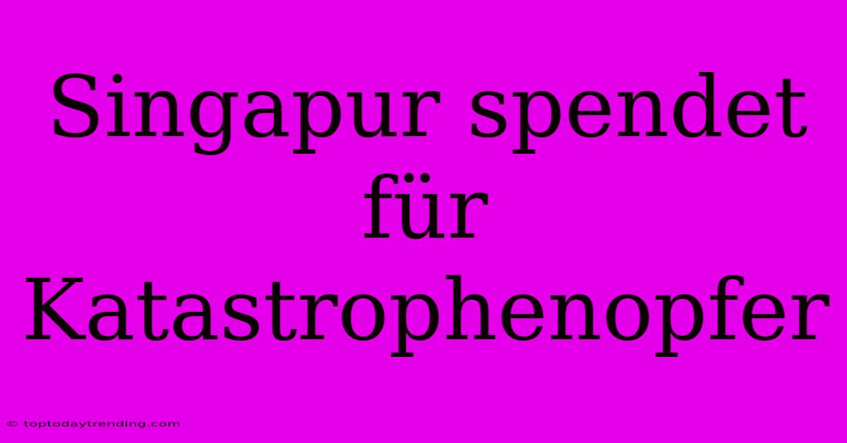 Singapur Spendet Für Katastrophenopfer