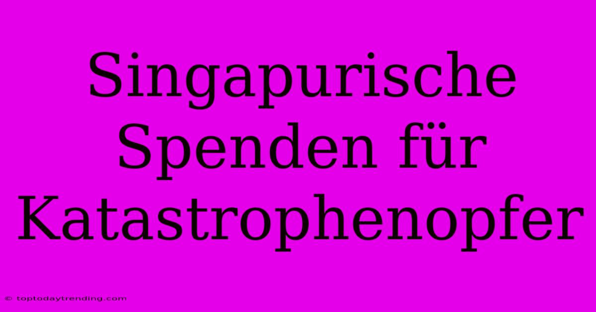 Singapurische Spenden Für Katastrophenopfer