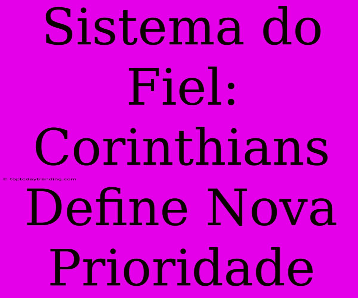 Sistema Do Fiel: Corinthians Define Nova Prioridade