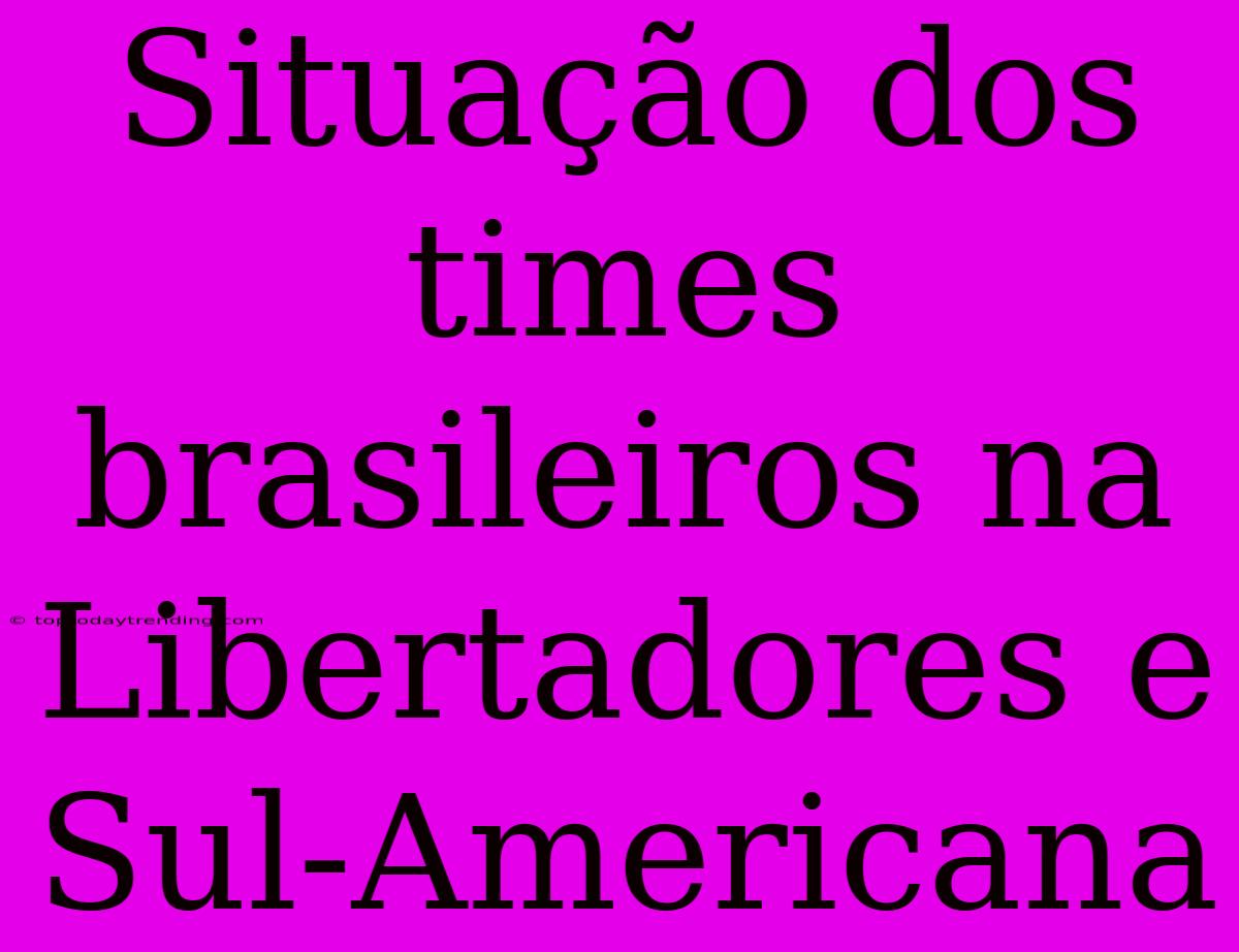 Situação Dos Times Brasileiros Na Libertadores E Sul-Americana