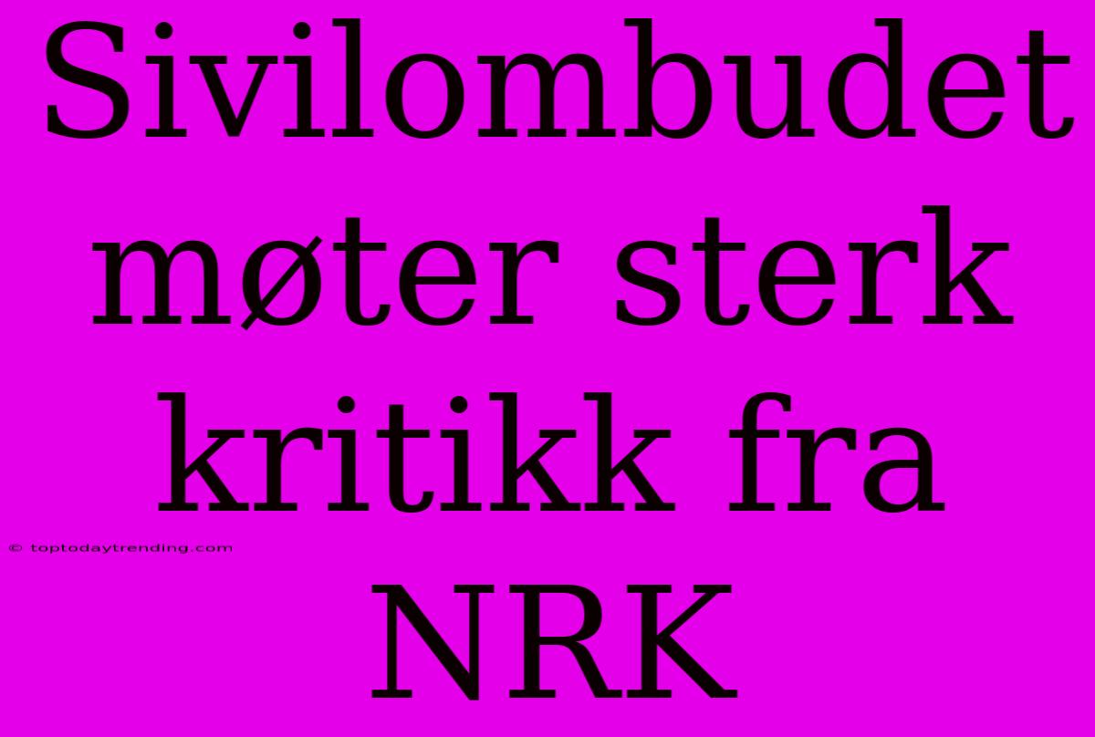 Sivilombudet Møter Sterk Kritikk Fra NRK