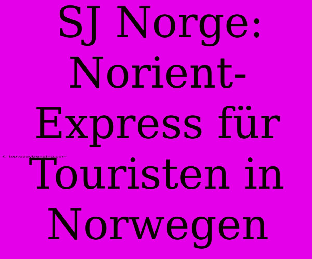 SJ Norge: Norient-Express Für Touristen In Norwegen