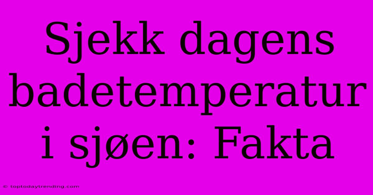 Sjekk Dagens Badetemperatur I Sjøen: Fakta