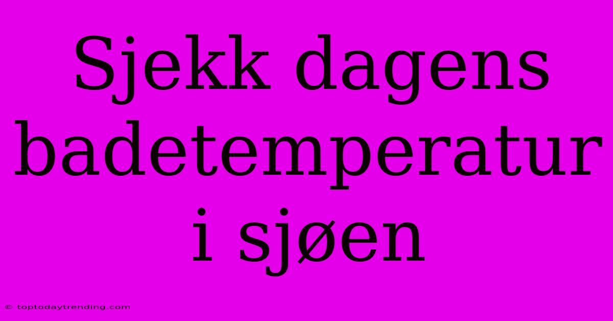 Sjekk Dagens Badetemperatur I Sjøen