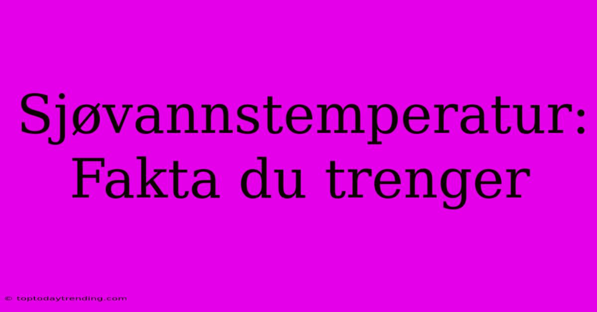 Sjøvannstemperatur: Fakta Du Trenger