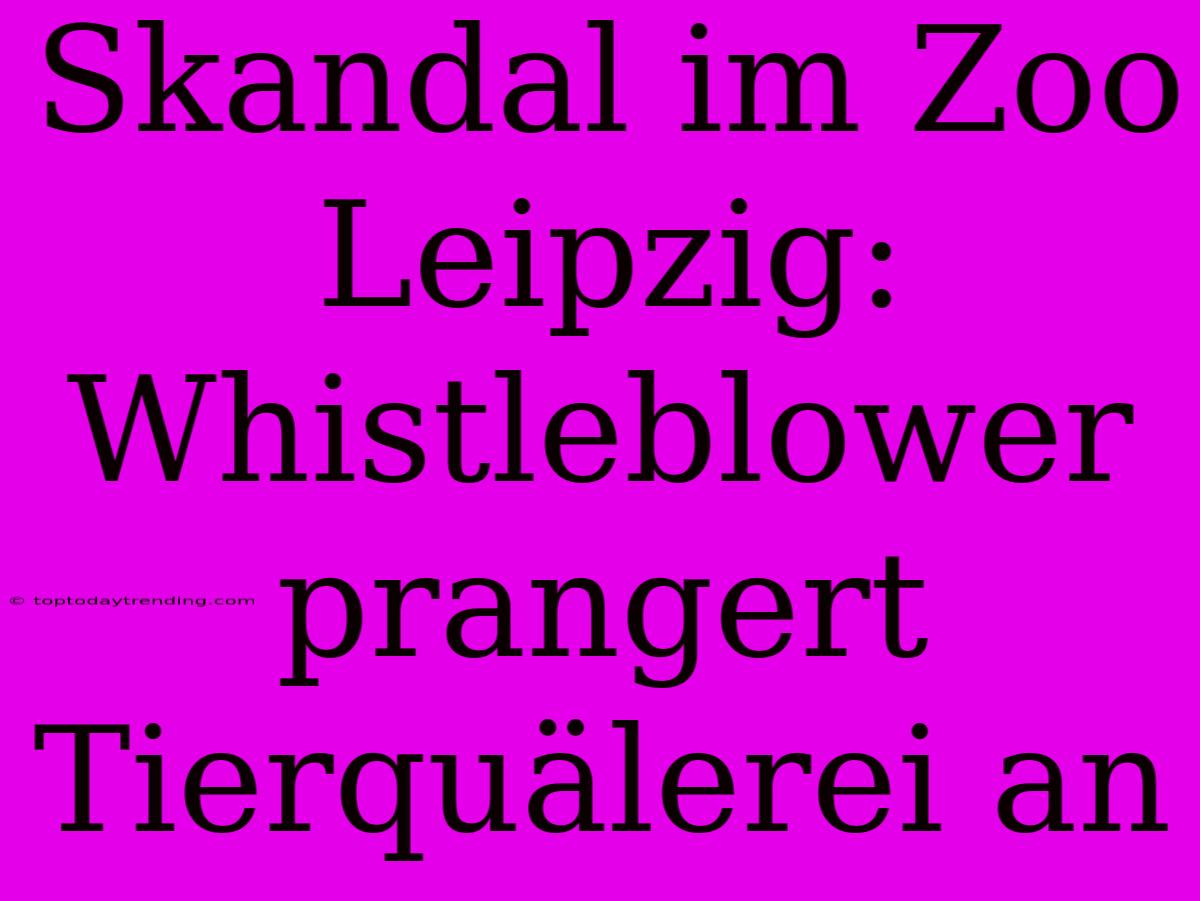 Skandal Im Zoo Leipzig: Whistleblower Prangert Tierquälerei An