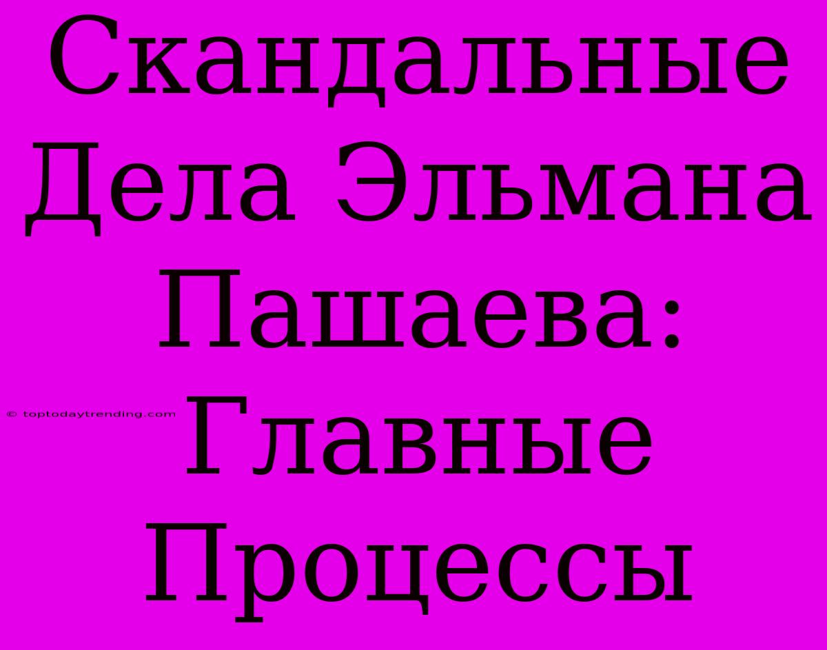 Скандальные Дела Эльмана Пашаева: Главные Процессы