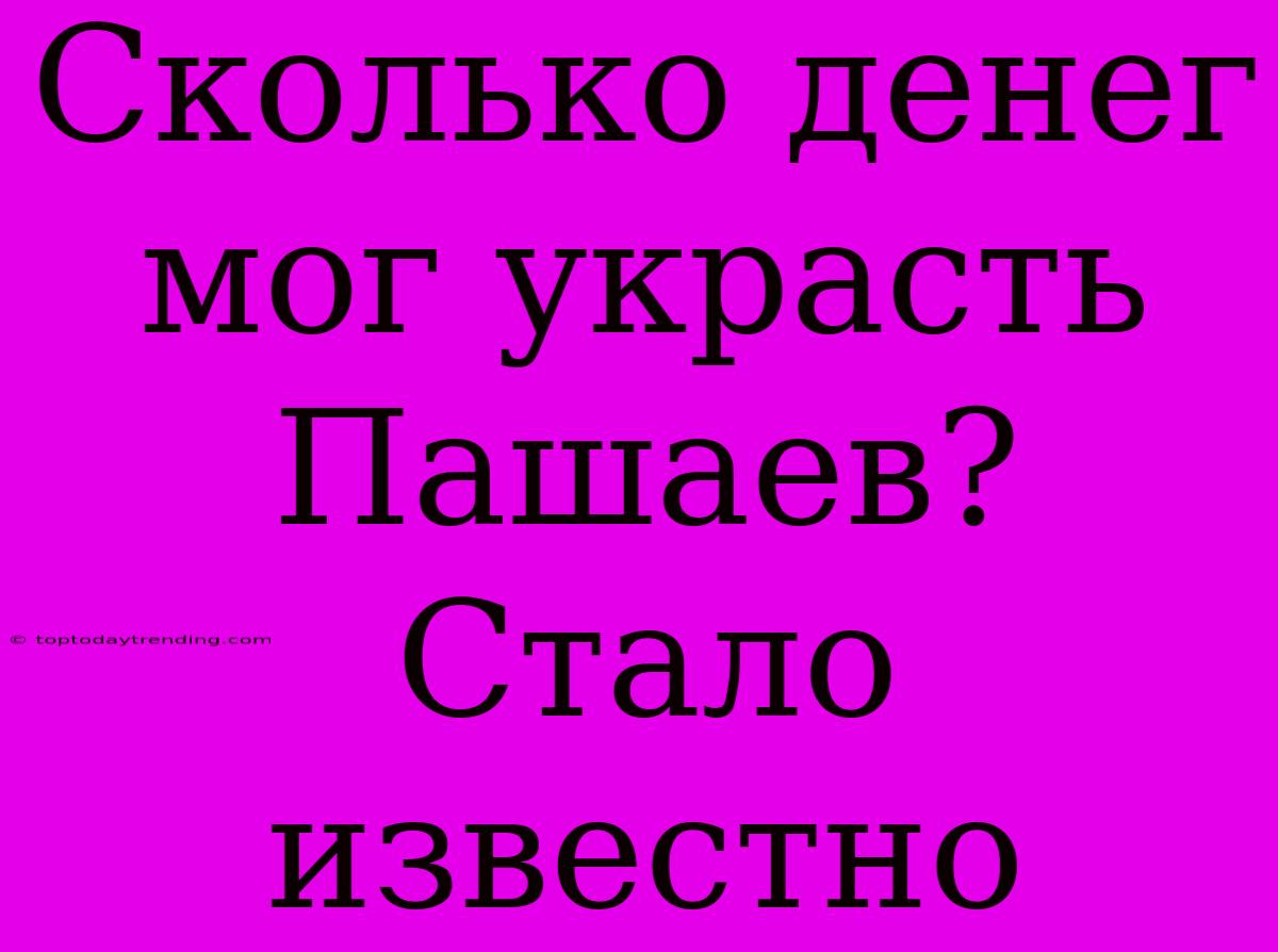 Сколько Денег Мог Украсть Пашаев? Стало Известно