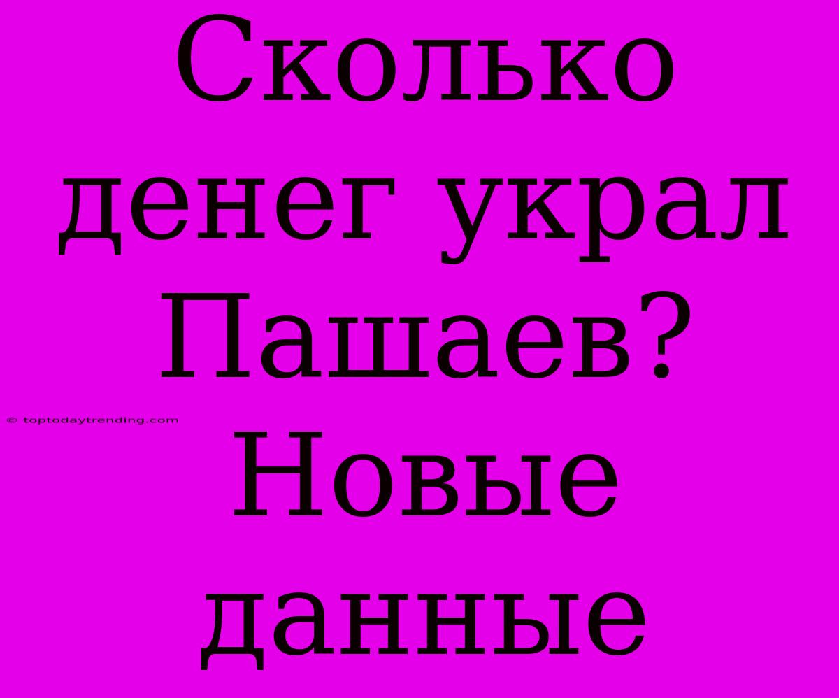 Сколько Денег Украл Пашаев? Новые Данные