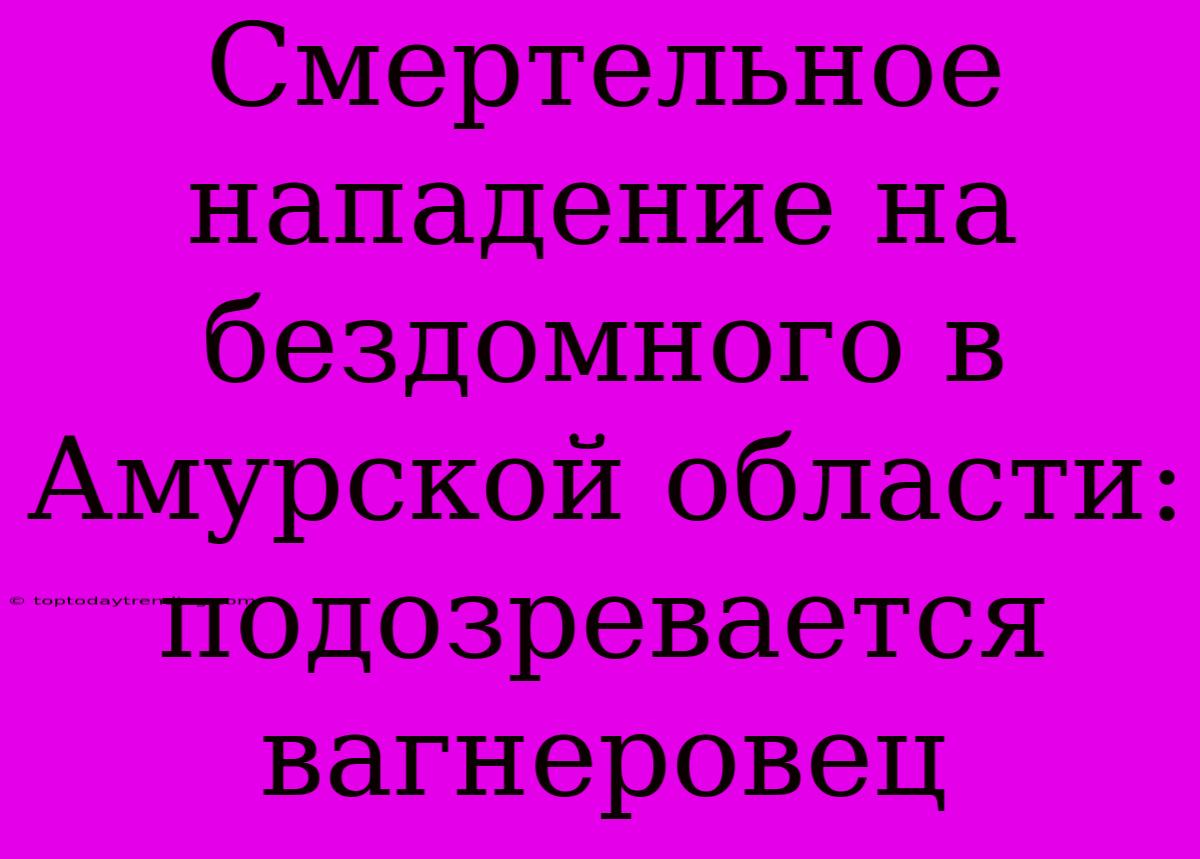 Смертельное Нападение На Бездомного В Амурской Области: Подозревается Вагнеровец