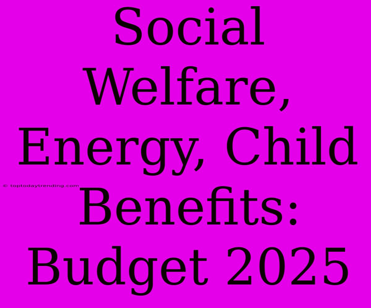 Social Welfare, Energy, Child Benefits: Budget 2025