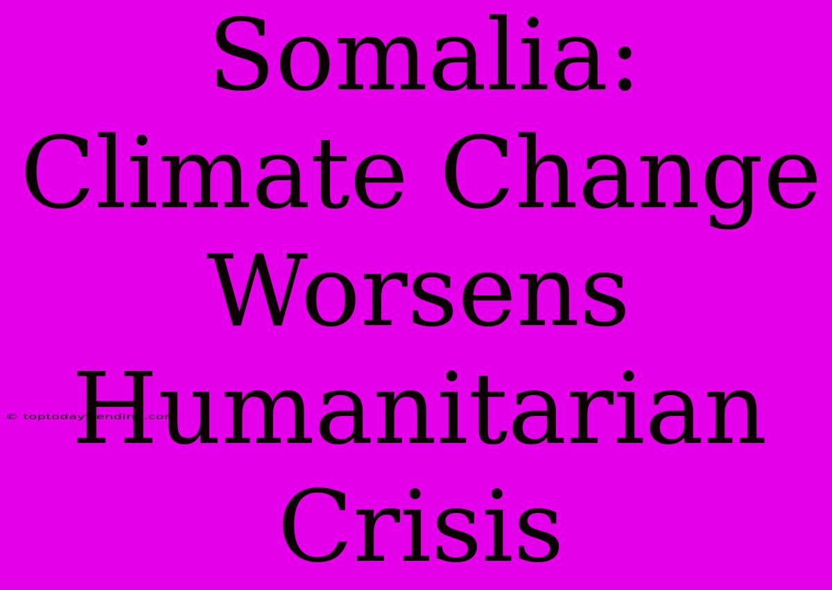 Somalia: Climate Change Worsens Humanitarian Crisis