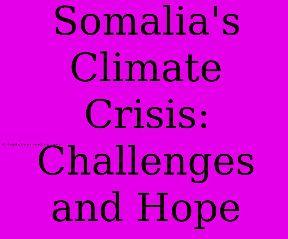 Somalia's Climate Crisis: Challenges And Hope