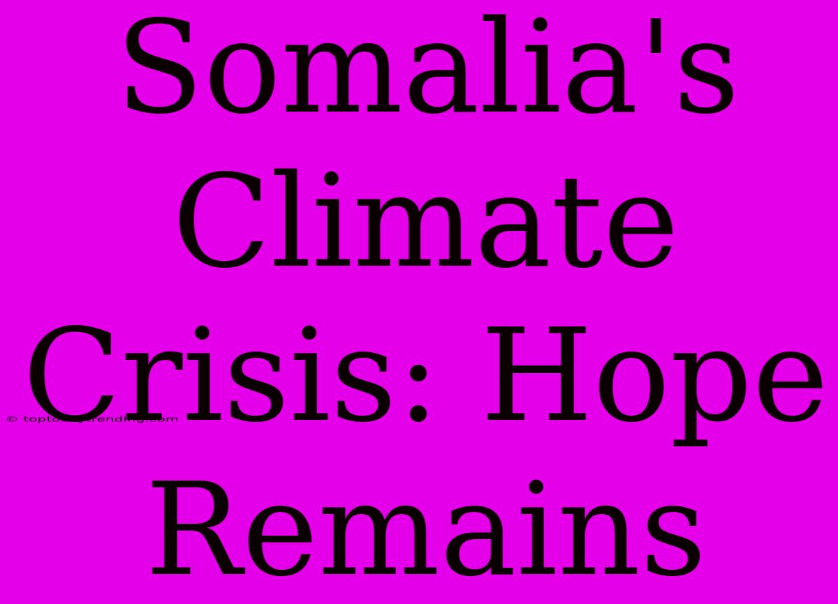 Somalia's Climate Crisis: Hope Remains