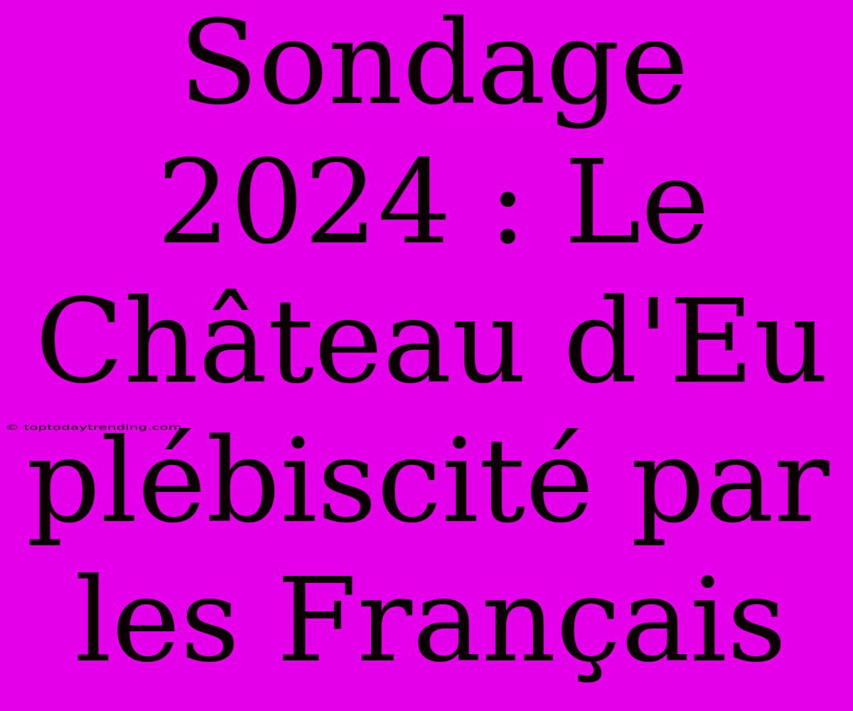 Sondage 2024 : Le Château D'Eu Plébiscité Par Les Français