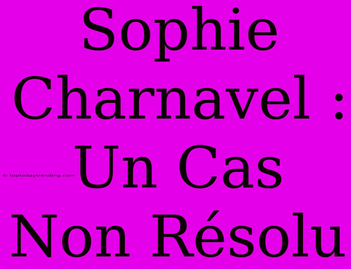 Sophie Charnavel : Un Cas Non Résolu