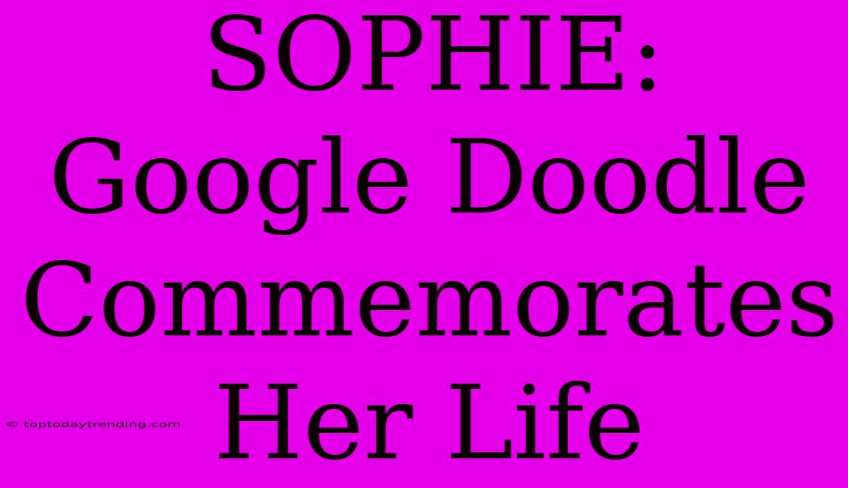 SOPHIE: Google Doodle Commemorates Her Life