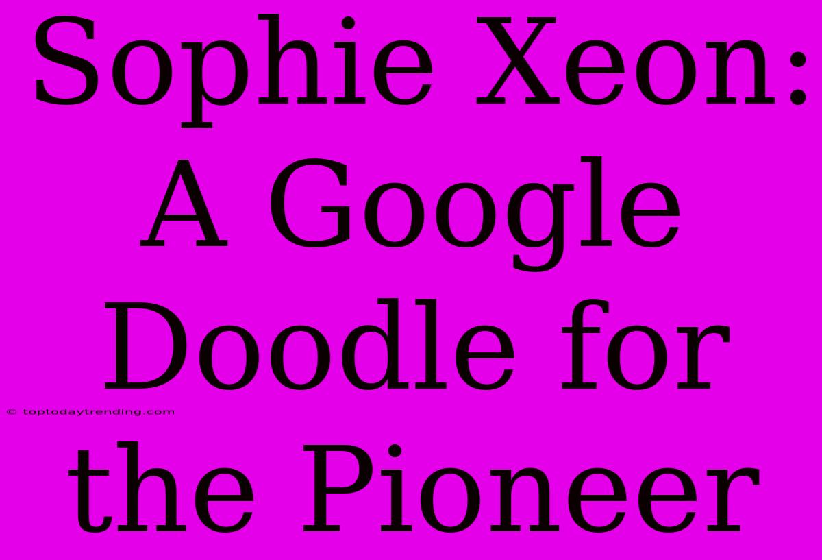 Sophie Xeon: A Google Doodle For The Pioneer