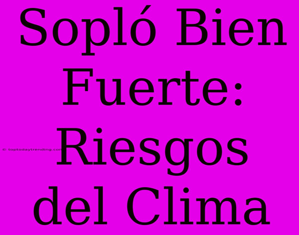 Sopló Bien Fuerte: Riesgos Del Clima