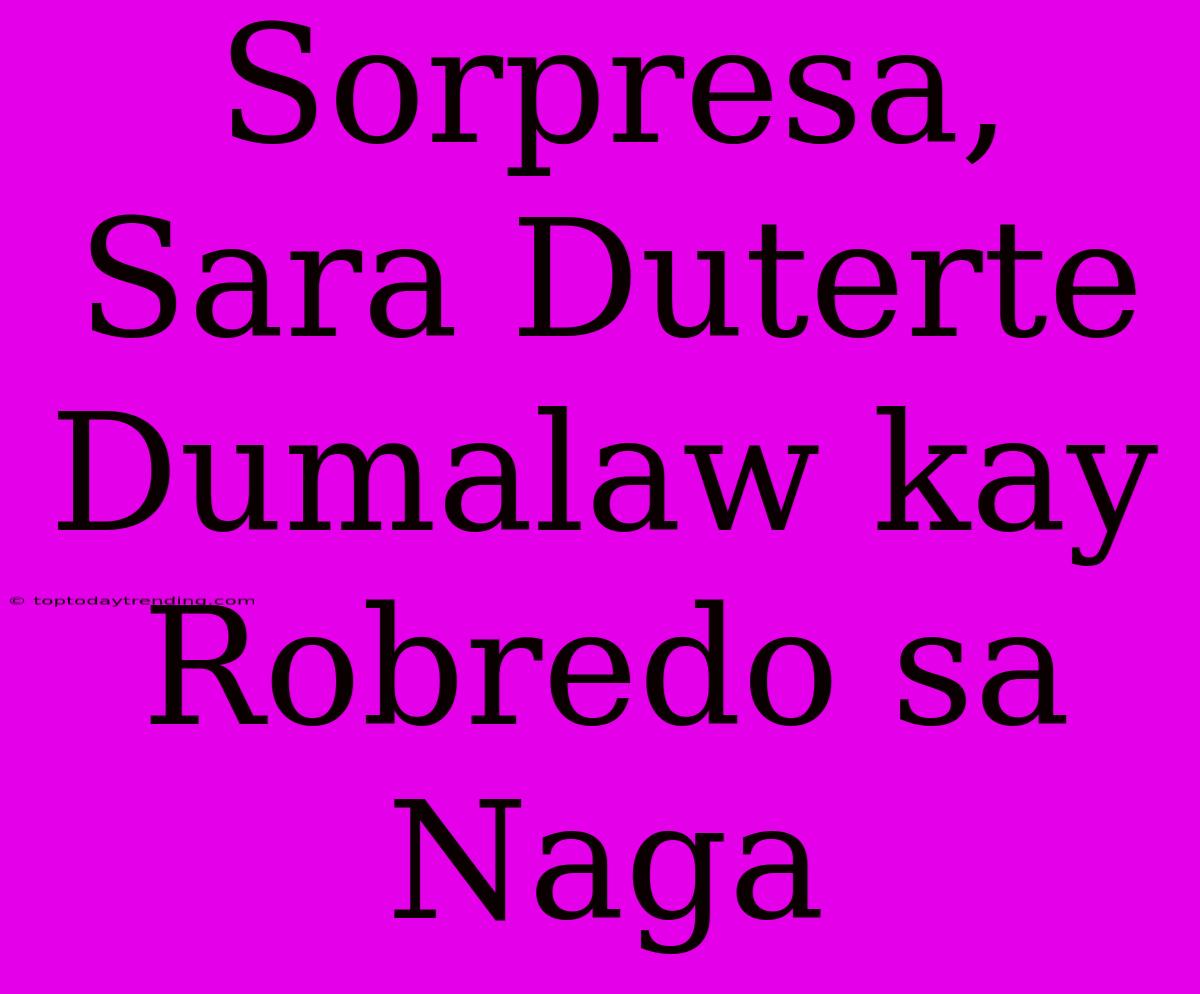 Sorpresa, Sara Duterte Dumalaw Kay Robredo Sa Naga